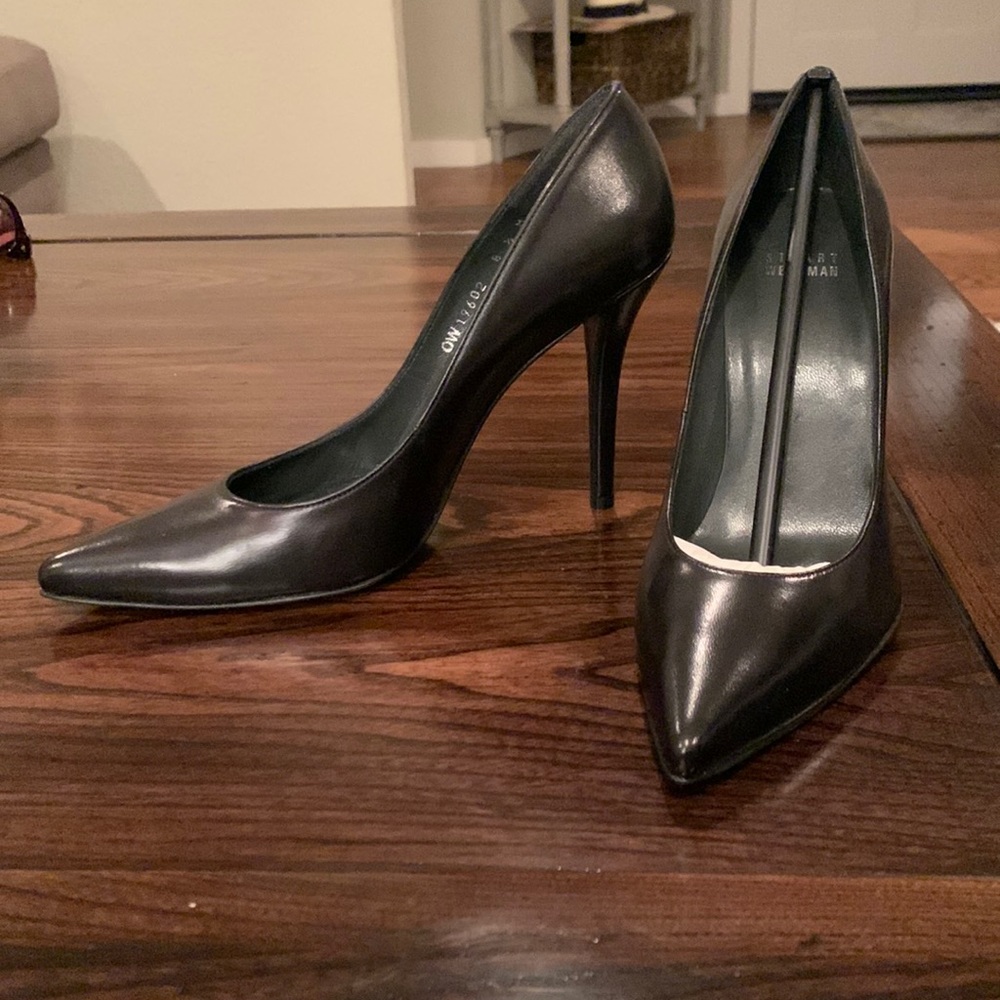 NEW Stuart Weitzman Black Leather Pumps Size 8 1/2